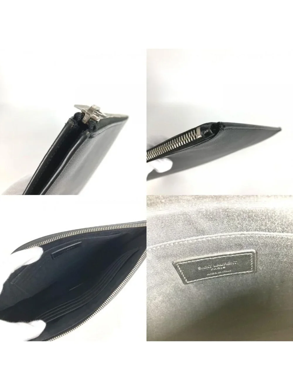 Saint Laurent Clutch Logo Leather Black - Picture 8 of 9